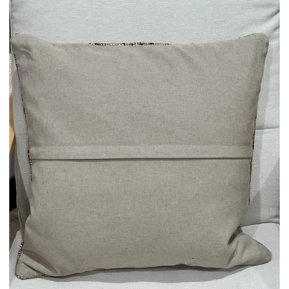 Kilim Pillow 20x20 Southwestern Woven Cushion Throw Indian Wool Jute Handmade